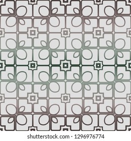 Abstract Vector Seamless Pattern With Abstract Geometric Style. Repeating Sample Figure And Line. Grey, green color.