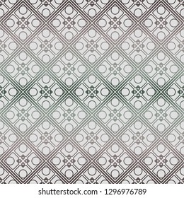 Abstract Vector Seamless Pattern With Abstract Geometric Style. Repeating Sample Figure And Line. Grey, green color.