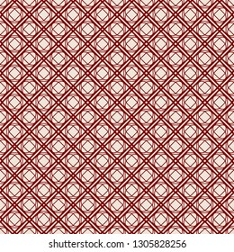 Abstract Vector Seamless Pattern With Abstract Geometric Style. Repeating Sample Figure And Line. For Fashion Interiors Design, Wallpaper, Textile Industry. red rose color.