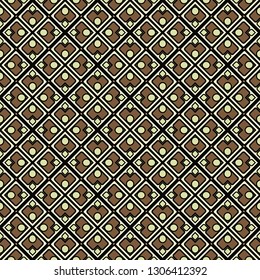 Abstract Vector Seamless Pattern With Abstract Geometric retro Style. Repeating Sample Figure And Line. For Modern Interiors Design, Wallpaper, Textile Industry. Brown, light olive color.