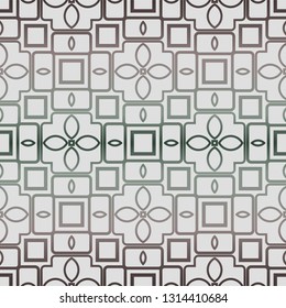 Abstract Vector Seamless Pattern With Abstract Geometric Style. Repeating Sample Figure And Line. Grey, green color.