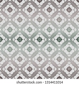 Abstract Vector Seamless Pattern With Abstract Geometric Style. Repeating Sample Figure And Line. Grey, green color.