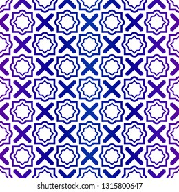 Abstract Vector Seamless Pattern With Abstract geometric Style. Repeating Sample Figure And Line. For Modern Interiors Design, Wallpaper, Textile Industry. Purple gradient color.