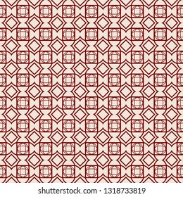 Abstract Vector Seamless Pattern With Abstract Geometric Style. Repeating Sample Figure And Line. For Fashion Interiors Design, Wallpaper, Textile Industry. red rose color.