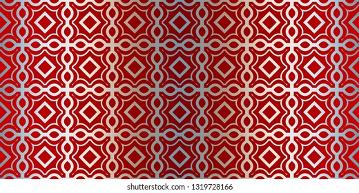 Abstract Vector Seamless Pattern With Abstract Geometric Style. Repeating Sample Figure And Line. For Fashion Interiors Design, Wallpaper, Textile Industry. Silver red color.