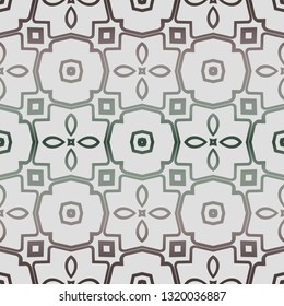 Abstract Vector Seamless Pattern With Abstract Geometric Style. Repeating Sample Figure And Line. Grey, green color.