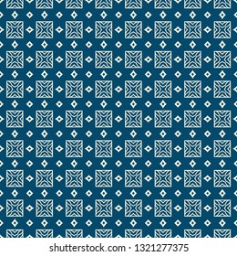 Abstract Vector Seamless Pattern With Abstract Geometric Style. Repeating Sample Figure And Line. For Fashion Interiors Design, Wallpaper, Textile Industry. Silver blue color.