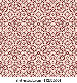 Abstract Vector Seamless Pattern With Abstract Geometric Style. Repeating Sample Figure And Line. For Fashion Interiors Design, Wallpaper, Textile Industry. red rose color.
