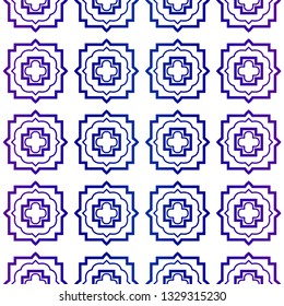 Abstract Vector Seamless Pattern With Abstract geometric Style. Repeating Sample Figure And Line. For Modern Interiors Design, Wallpaper, Textile Industry. Purple gradient color.