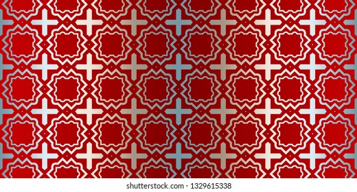Abstract Vector Seamless Pattern With Abstract Geometric Style. Repeating Sample Figure And Line. For Fashion Interiors Design, Wallpaper, Textile Industry. Silver red color.