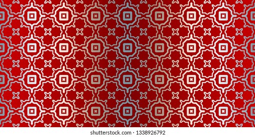Abstract Vector Seamless Pattern With Abstract Geometric Style. Repeating Sample Figure And Line. For Fashion Interiors Design, Wallpaper, Textile Industry. Silver red color.