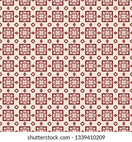 Abstract Vector Seamless Pattern With Abstract Geometric Style. Repeating Sample Figure And Line. For Fashion Interiors Design, Wallpaper, Textile Industry. red rose color.
