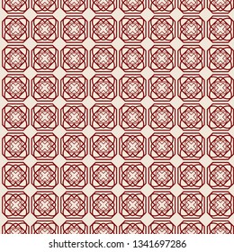Abstract Vector Seamless Pattern With Abstract Geometric Style. Repeating Sample Figure And Line. For Fashion Interiors Design, Wallpaper, Textile Industry. red rose color.