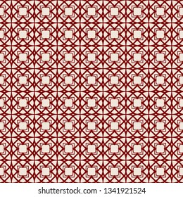 Abstract Vector Seamless Pattern With Abstract Geometric Style. Repeating Sample Figure And Line. For Fashion Interiors Design, Wallpaper, Textile Industry. red rose color.