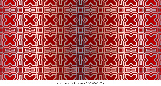 Abstract Vector Seamless Pattern With Abstract Geometric Style. Repeating Sample Figure And Line. For Fashion Interiors Design, Wallpaper, Textile Industry. Silver red color.