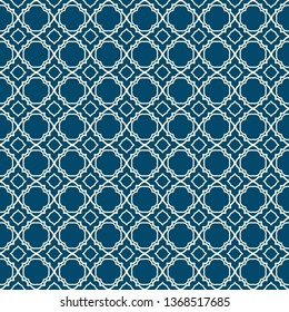 Abstract Vector Seamless Pattern With Abstract Geometric Style. Repeating Sample Figure And Line. For Fashion Interiors Design, Wallpaper, Textile Industry. Silver blue color.