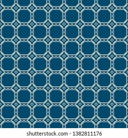 Abstract Vector Seamless Pattern With Abstract Geometric Style. Repeating Sample Figure And Line. For Fashion Interiors Design, Wallpaper, Textile Industry. Silver blue color.