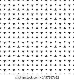Abstract vector seamless pattern geometric figures circle, triangle, square. Simplified line ornament. Background trendy decoration. Festive texture. Fabric vector illustration, wrapping gift paper.