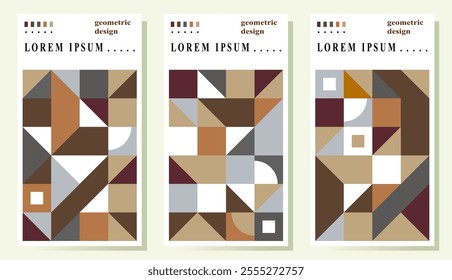 Abstract vector seamless pattern geometric shapes of different trendy colors. Minimalist art poster for web banner, branding, business, fabric prints, wallpaper, covers. Template background for design