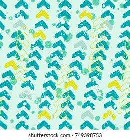 Abstract vector seamless pattern for girls, boys, clothes. Creative background with dots, geometric figures. Funny wallpaper for textile and fabric. Fashion style. Colorful bright.