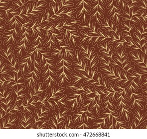 Abstract vector seamless pattern. Golden foliage. Design background.
