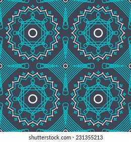 abstract vector seamless pattern with graceful lace line art ornament