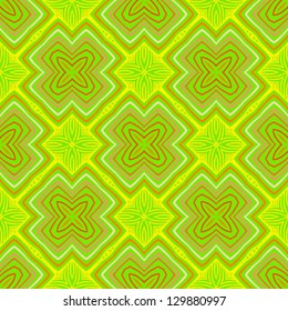 abstract vector seamless pattern with green lines similar to 50s and 60s wallpapers design. Concept of home, vintage, coziness; for spring fashion, wrapping paper, website background.