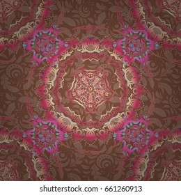 Abstract vector seamless pattern in green, blue and pink colors for invitation template.