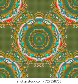 Abstract vector seamless pattern in green and blue colors for invitation template.
