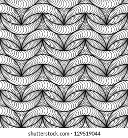 Abstract vector seamless pattern with half-moon-like figure.