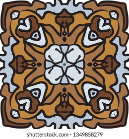 Abstract vector seamless pattern. Hand drawn symmetric ornament. Unique cartoon tile.