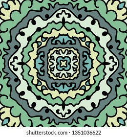 Abstract vector seamless pattern. Hand drawn symmetric ornament. Unique cartoon tile.