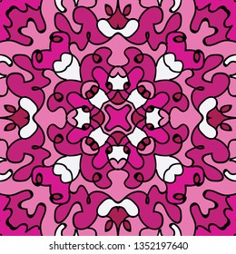 Abstract vector seamless pattern. Hand drawn symmetric ornament. Unique cartoon tile.