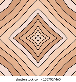 Abstract vector seamless pattern. Hand drawn symmetric diamond ornament. Unique cartoon tile.