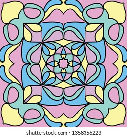 Abstract vector seamless pattern. Hand drawn symmetric ornament. Unique cartoon tile.