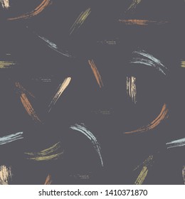 Abstract Vector seamless pattern with hand painted brush strokes texture on a grey backgrounds