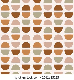 Abstract vector seamless pattern with hand drawn geometric semicircles on a pastel background. Colorful modern background design in boho style.