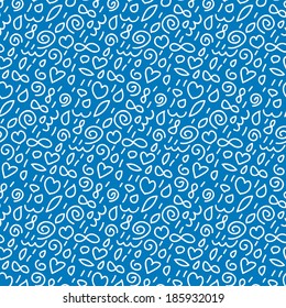Abstract vector seamless pattern with hearts. Ornamental hand drawn background. Endless texture can be used for wallpaper, website background, textile printing.