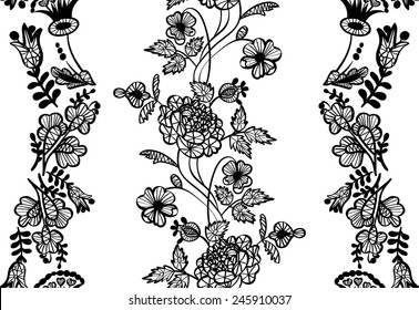 Abstract vector seamless pattern with lace flowers 