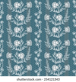 Abstract vector seamless pattern with lace flowers 