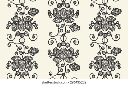 Abstract vector seamless pattern with lace flowers 