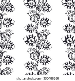 Abstract vector seamless pattern with lace flowers 