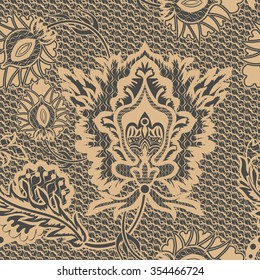 Abstract vector seamless pattern with lace flowers
