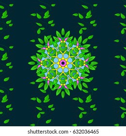 Abstract vector seamless pattern leaf design in blue colors. Floral seamless pattern with watercolor effect. Textile print for bed linen, jacket, package design, fabric and fashion concepts.