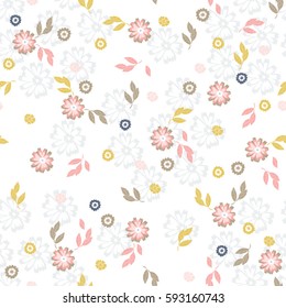 Abstract vector seamless pattern of leaves and flowers. Background for textile, cloth design, book and diary covers, wallpapers, print, gift packaging and scrapbook