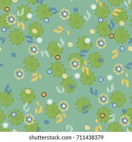 Abstract vector seamless pattern of leaves and flowers. Background for textile, book covers, manufacturing, fabric, cloth design, wallpapers, print