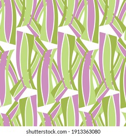Abstract vector seamless pattern of lines in pastel green and pink colors. The design is suitable for textiles, surfaces, clothes, backgrounds, wallpaper