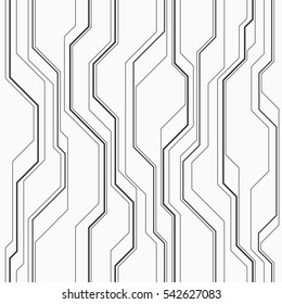 Abstract Vector Seamless Pattern With Lines. Background In High Tech Style. Monochrome Colors.