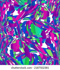 Abstract vector seamless pattern made of small colorful gradient particle explosion. Optical art geometric  background with high speed of motion. Futuristic wallpaper.