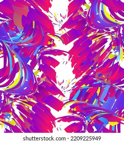 Abstract vector seamless pattern made of small colorful gradient particle explosion. Optical art geometric  background with high speed of motion. Futuristic wallpaper.